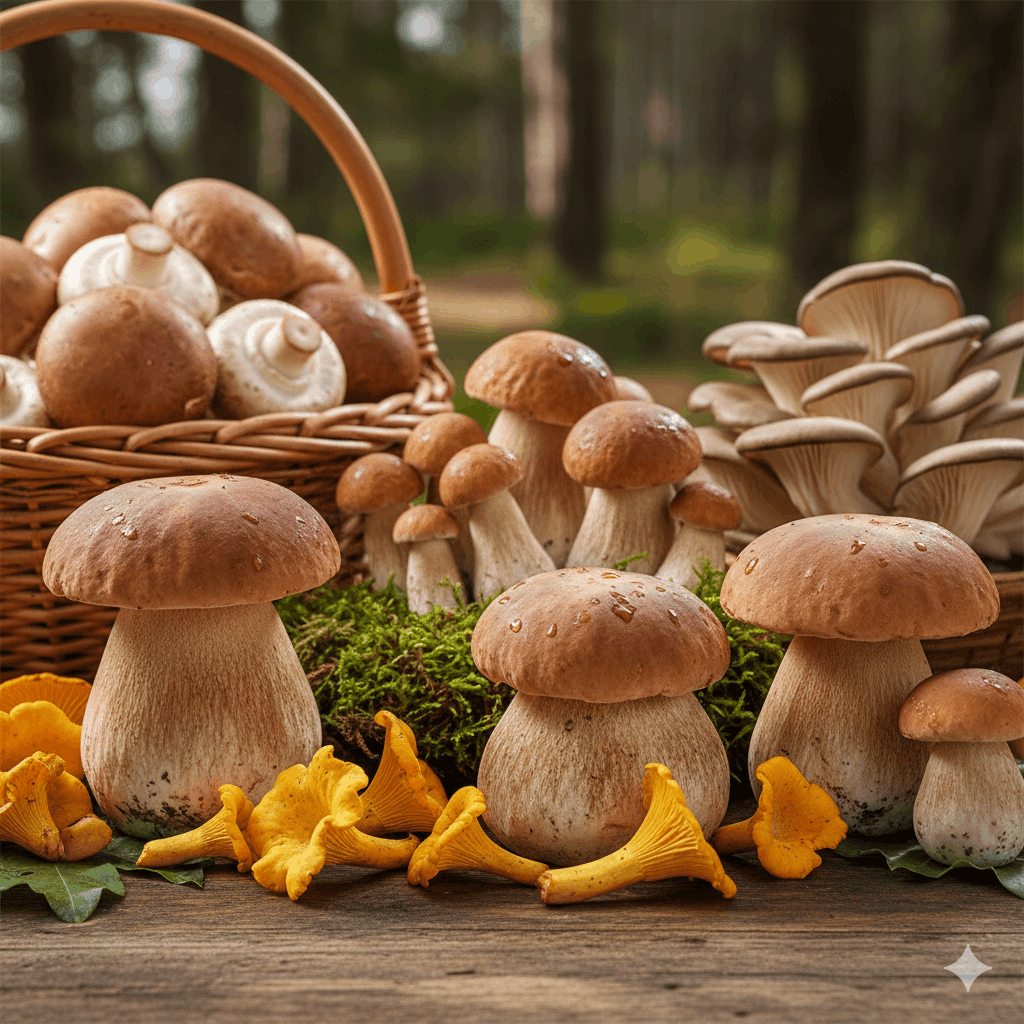 diverse Pilze im Wald gesammelt Pilzrezepte Sidebar