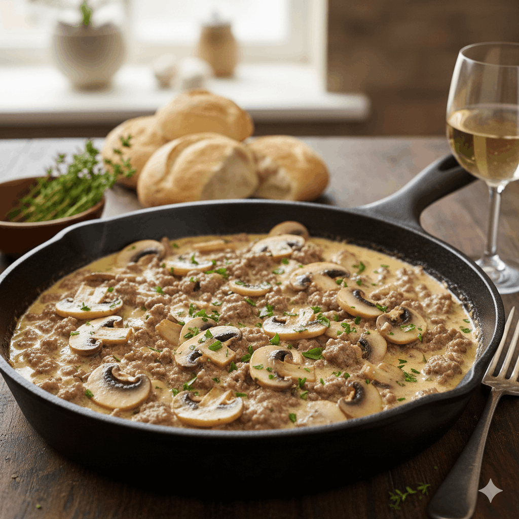 Champignon-Hackfleisch-Sahne-Pfanne – Rezept 2026