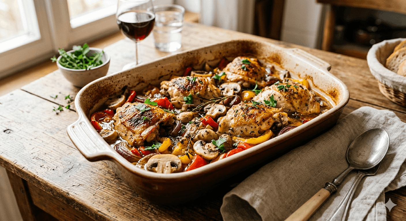 Champignon Paprika Hähnchen im Backofen – Rezept 2026 (einfach, cremig und alltagstauglich)